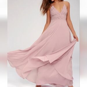 LULU'S DUSTY LAVENDER LACE MAXI DRESS SIZE SMALL